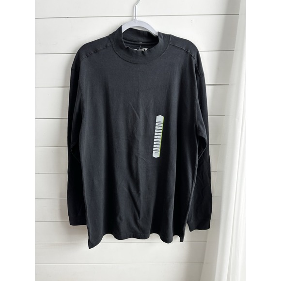 Duluth Trading Co Longtail T Relaxed Fit Mock Turtleneck Mens M Black 0298 - Picture 1 of 8